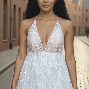 Sheer White Lace Dress